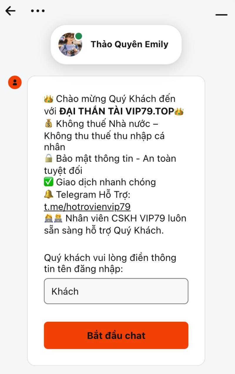 Hỗ trợ qua Chat Trực Tuyến